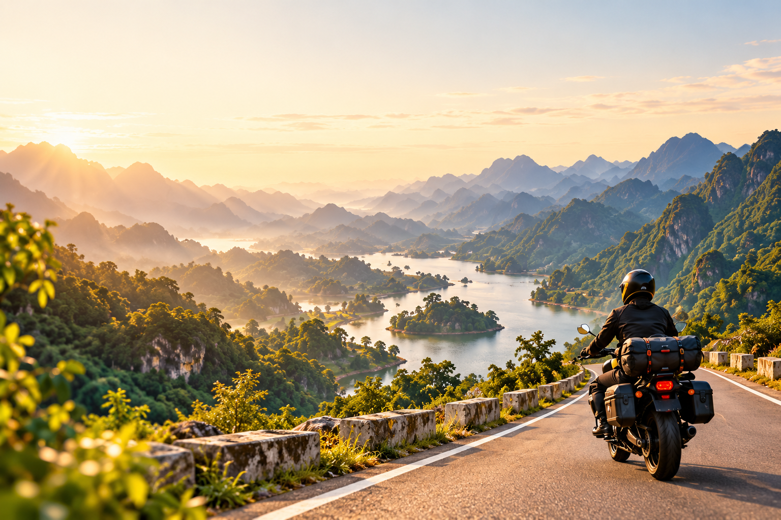Limestone mountains and water in Vietnam